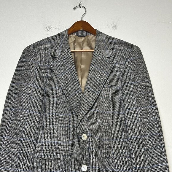 VTG Bill Blass Sport Coat Jacket Casual Men 40R Glen Check Pattern Wool 90s Prep - Picture 11 of 15